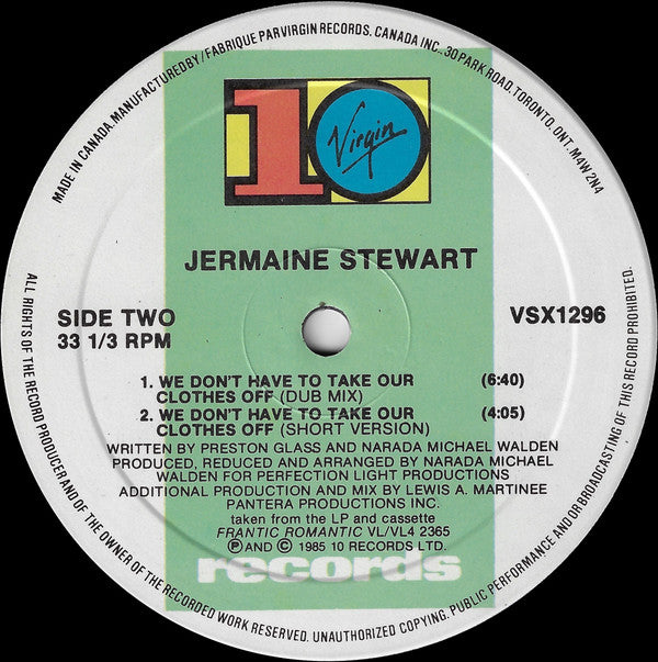Jermaine Stewart : We Don't Have To Take Our Clothes Off (12")