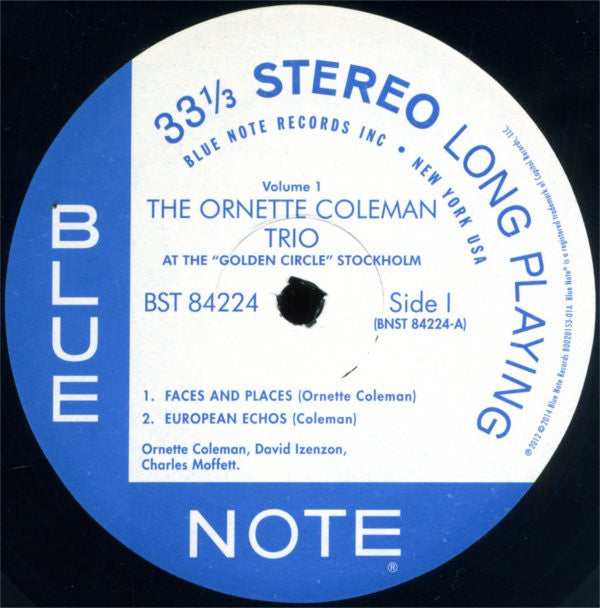 The Ornette Coleman Trio : At The "Golden Circle" Stockholm Volume One (LP, Album, RE, RM)