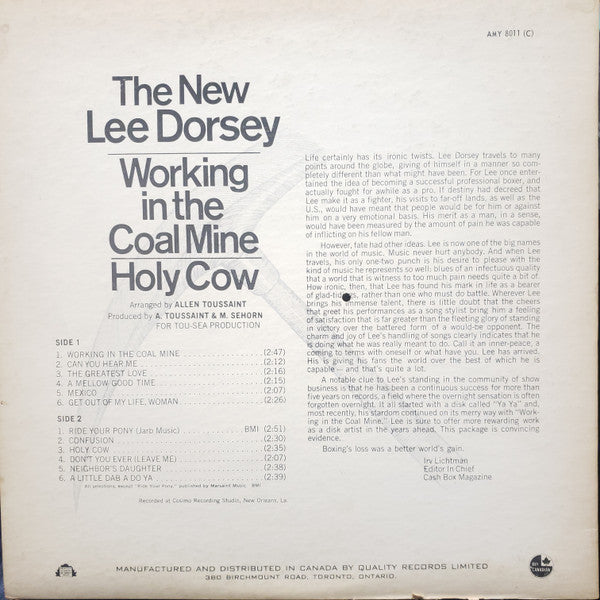 The New Lee Dorsey* : Working In The Coal Mine - Holy Cow (LP, Album)