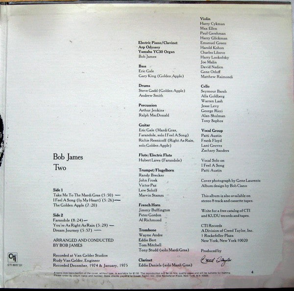 Bob James : Two (LP, Album, Ter)