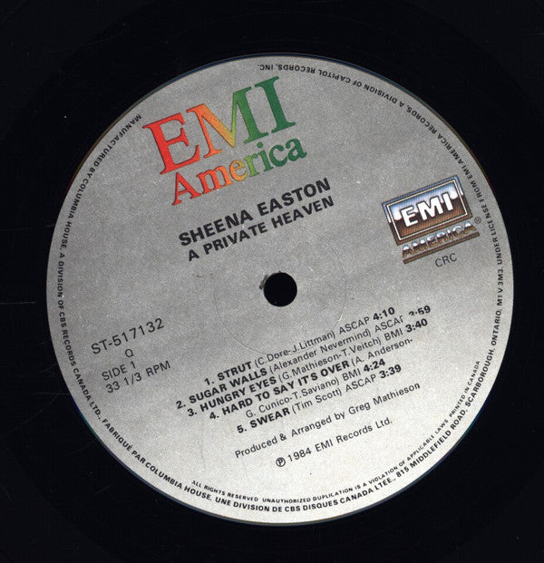 Sheena Easton : A Private Heaven (LP, Album, Club)