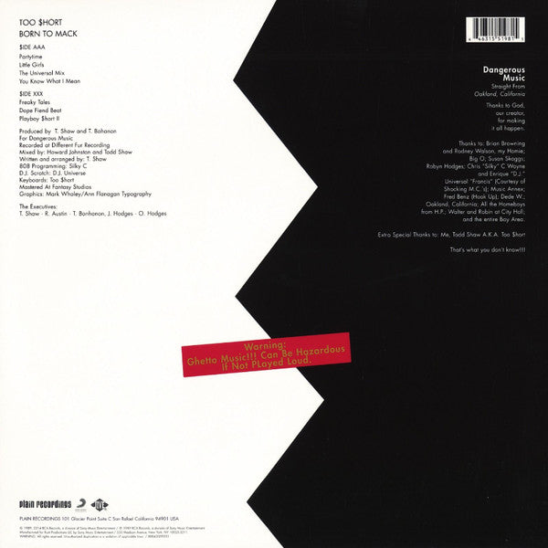 Too Short : Born To Mack (LP, Album, RE, RM, 180)