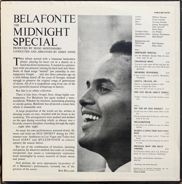 Harry Belafonte : The Midnight Special (LP, Album, Mono)