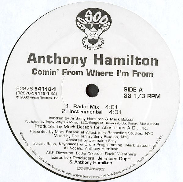 Anthony Hamilton : Comin' From Where I'm From (12")