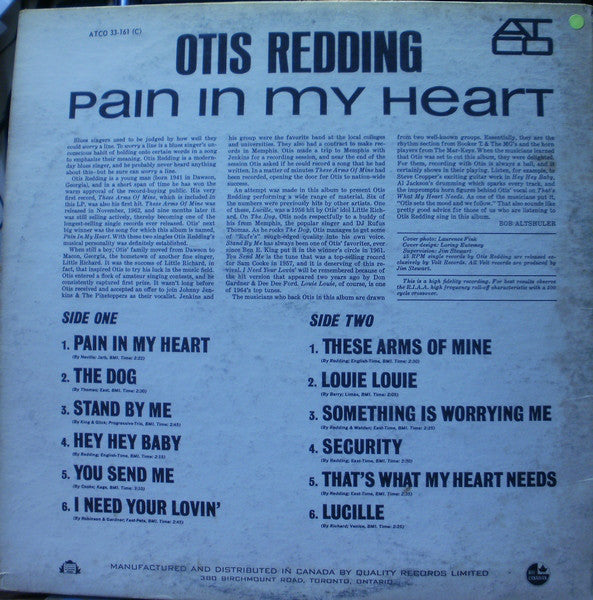 Otis Redding : Pain In My Heart (LP, Album)