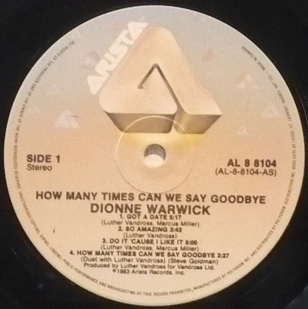 Dionne Warwick : How Many Times Can We Say Goodbye (LP, Album)