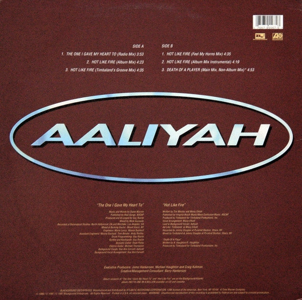 Aaliyah : The One I Gave My Heart To / Hot Like Fire (12")
