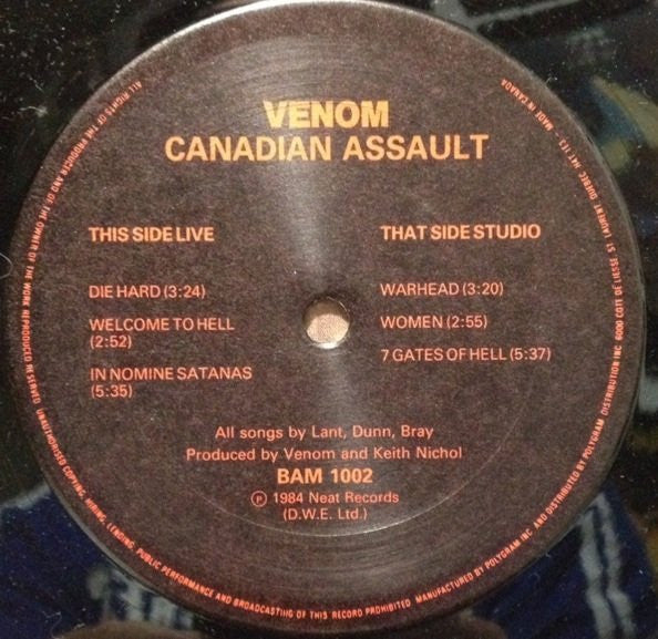 Venom (8) : Canadian Assault (12", MiniAlbum)
