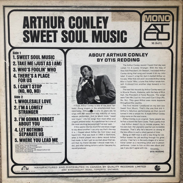 Arthur Conley : Sweet Soul Music (LP, Album, Mono)
