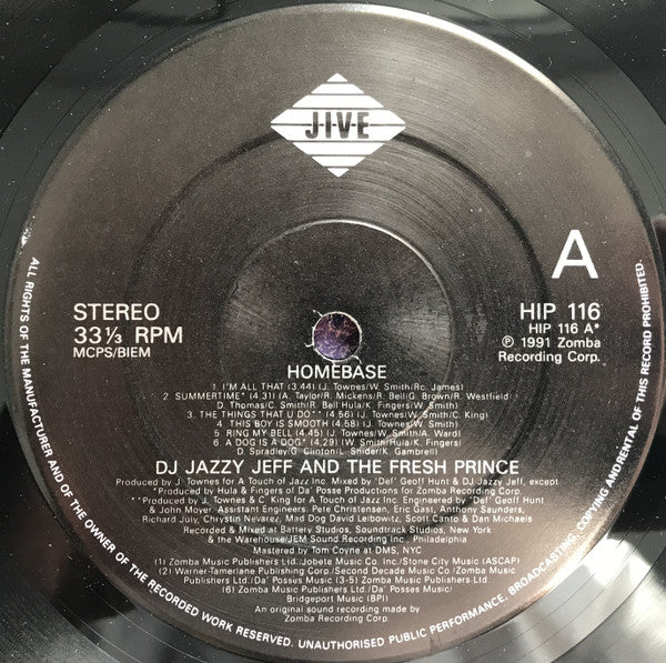 DJ Jazzy Jeff & The Fresh Prince : Homebase (LP, Album)