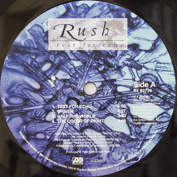 Rush : Test For Echo (LP, 200 + LP, S/Sided, Etch, 200 + Album, RE, RM, )