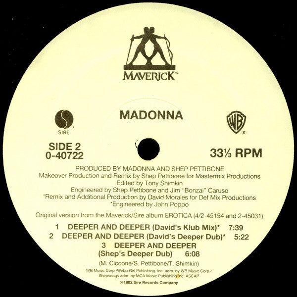 Madonna : Deeper And Deeper (12", Maxi)