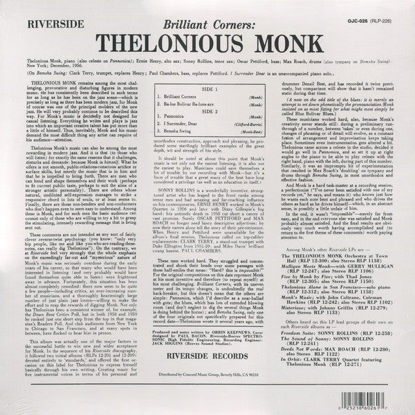Thelonious Monk : Brilliant Corners (LP, Album, Mono, RE, 150)