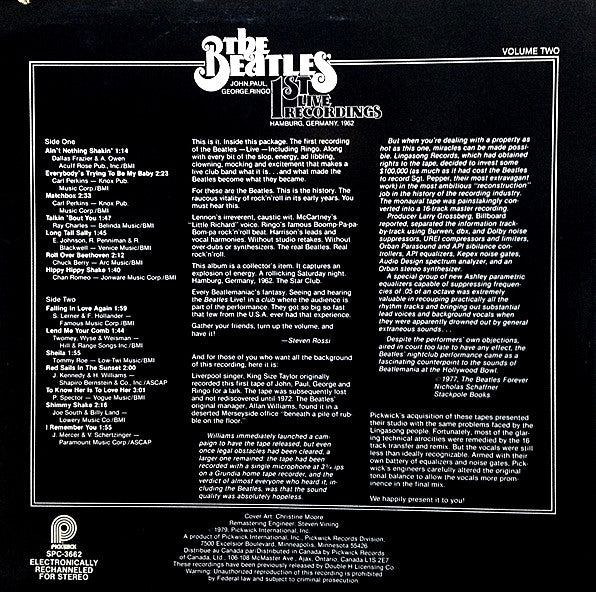 The Beatles : 1st Live Recordings (Volume Two) (LP, Album)