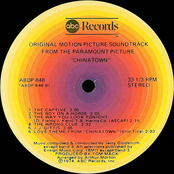 Jerry Goldsmith : Chinatown (Original Motion Picture Soundtrack) (LP, Album)