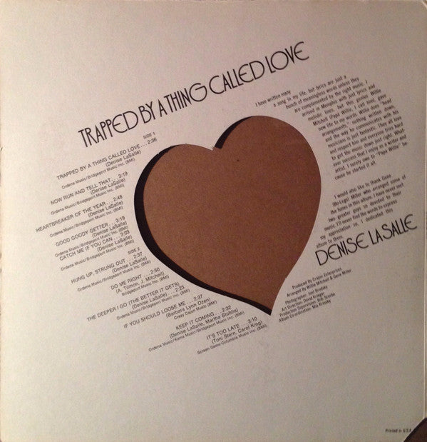 Denise LaSalle : Trapped By A Thing Called Love (LP, Album, Pit)