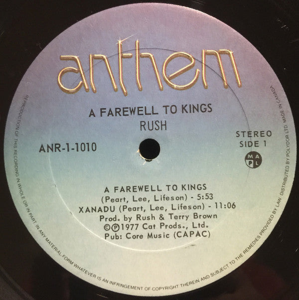Rush : A Farewell To Kings (LP, Album, Gat)