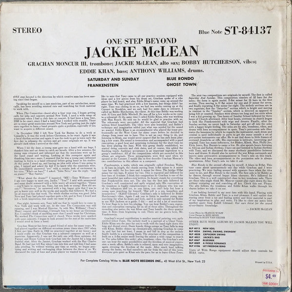 Jackie McLean : One Step Beyond (LP, Album, RP)