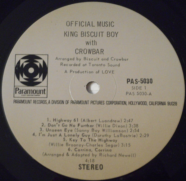 King Biscuit Boy with Crowbar (3) : Official Music (LP, Album, UNI)
