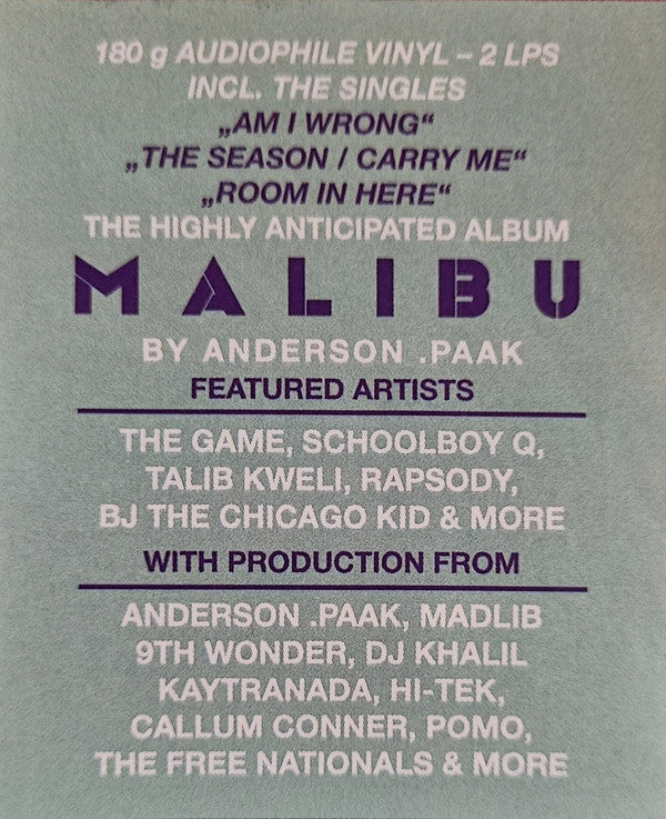 Anderson .Paak : Malibu (2xLP, Album, 180)