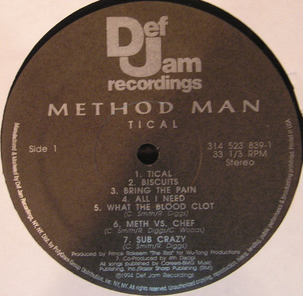 Method Man : Tical (LP, Album)