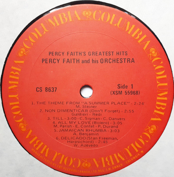 Percy Faith : Percy Faith's Greatest Hits (LP, Comp, RE, RM)