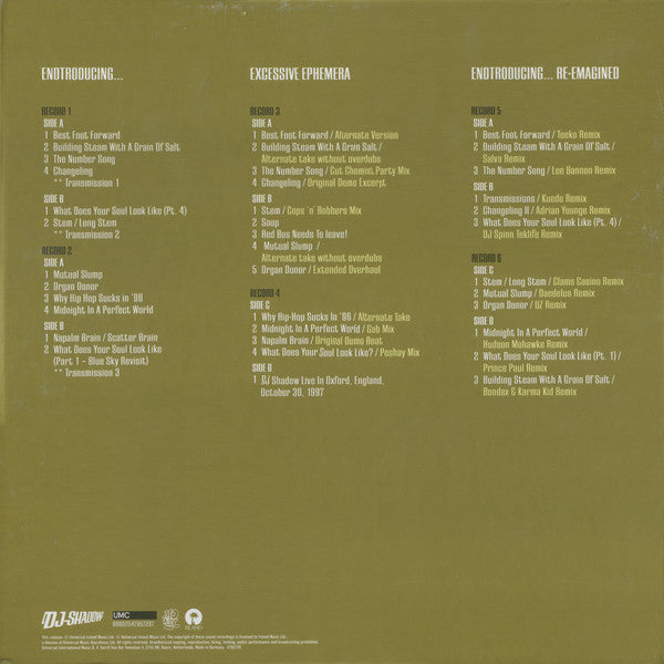 DJ Shadow : Endtroducing... (20th Anniversary Endtrospective Edition) (2xLP, Album, RE, 180 + 2xLP, Comp, RE, 180 + 2xLP,)