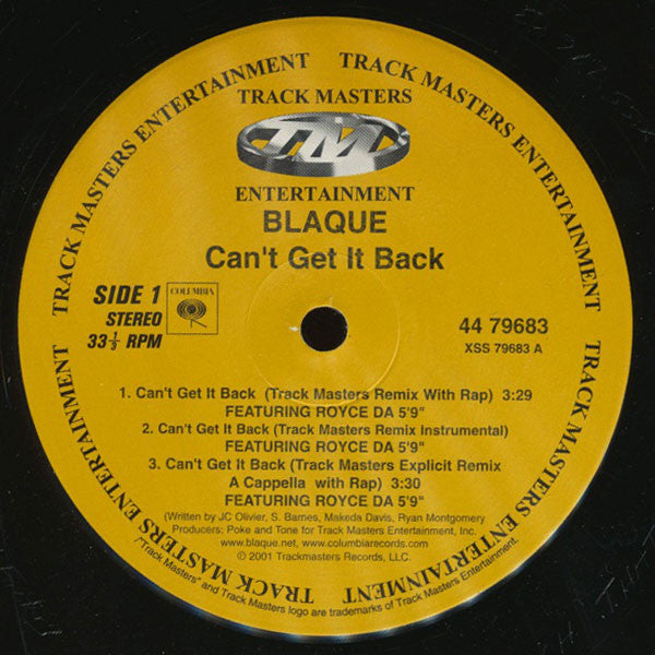 Blaque (2) Featuring Royce Da 5'9" : Can't Get It Back (Remix) (12", Single)