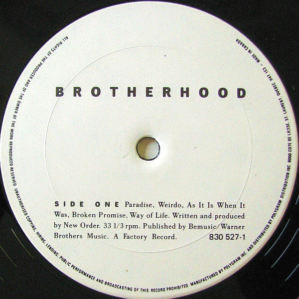 New Order : Brotherhood (LP, Album)