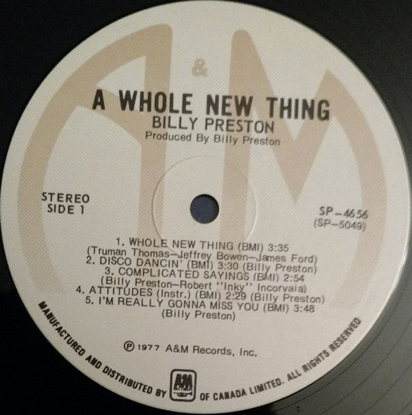 Billy Preston : A Whole New Thing (LP, Album)