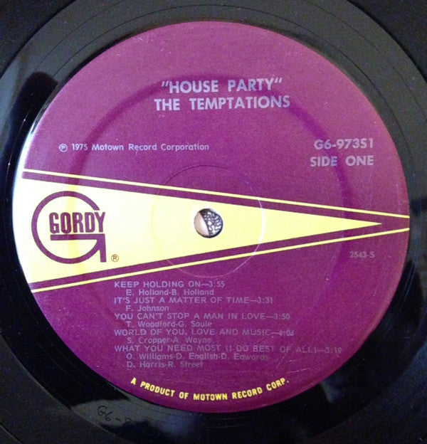 The Temptations : House Party (LP, Album)